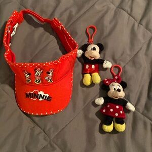 Disney girls visor and key chains.